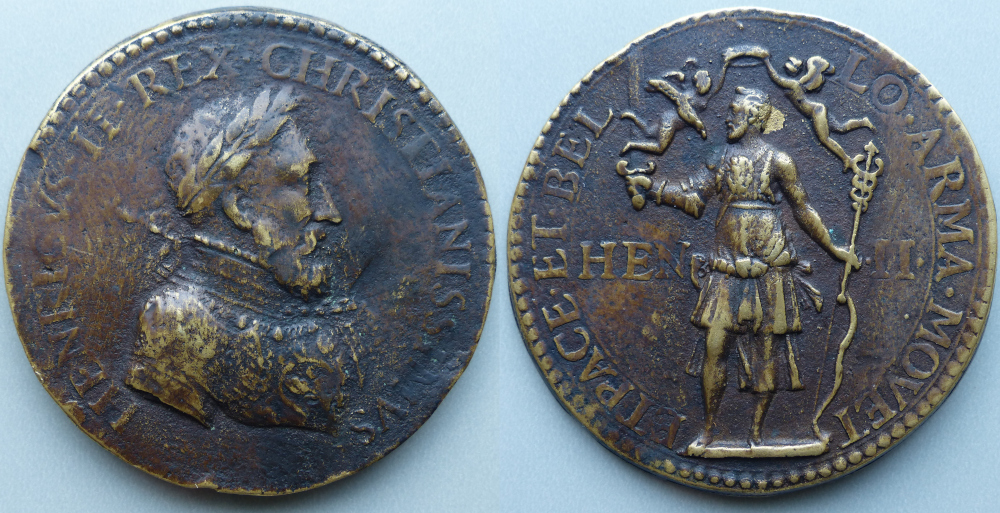France, Henry II c. 1552 cast bonze medal by E de Laune